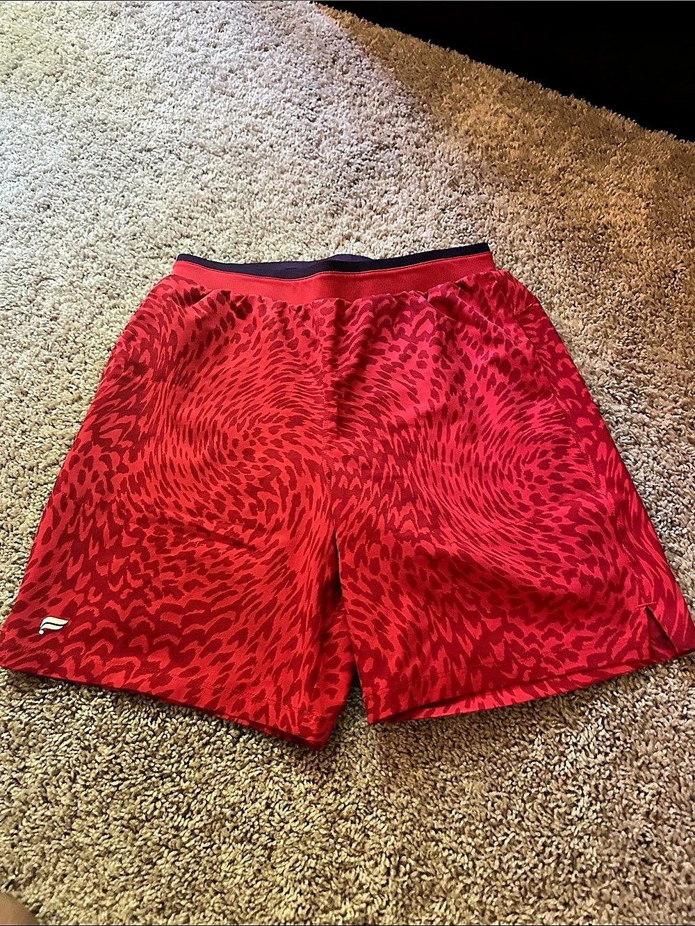 Fabletics The One Short Men's Red Animal Print Athletic Shorts Lined
